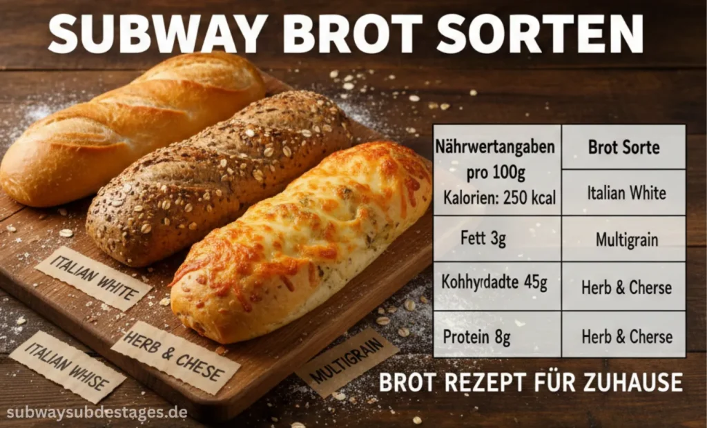 Subway Brot Sorten & Nährwertangaben Brot Rezept für Zuhause